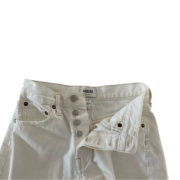 Agolde PARKER LONG SHORT IN PANNA COTTA Size 24 *Button Fly* - Picture 6 of 6